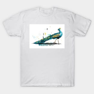 Colorful Peacock Drawing T-Shirt